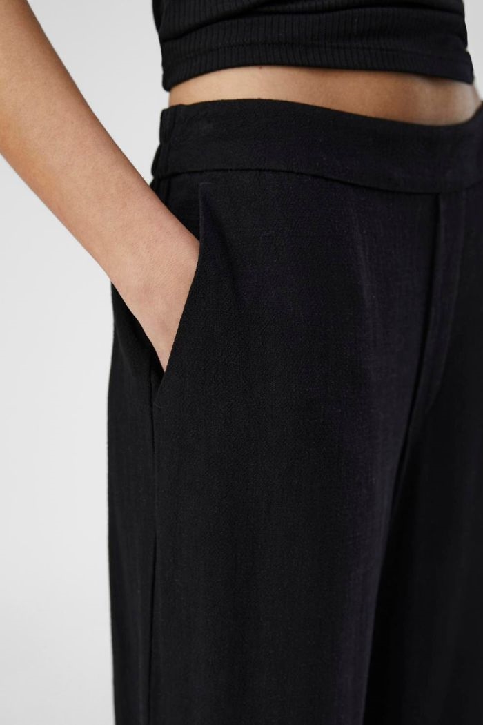 Aline wide linen pants, Black